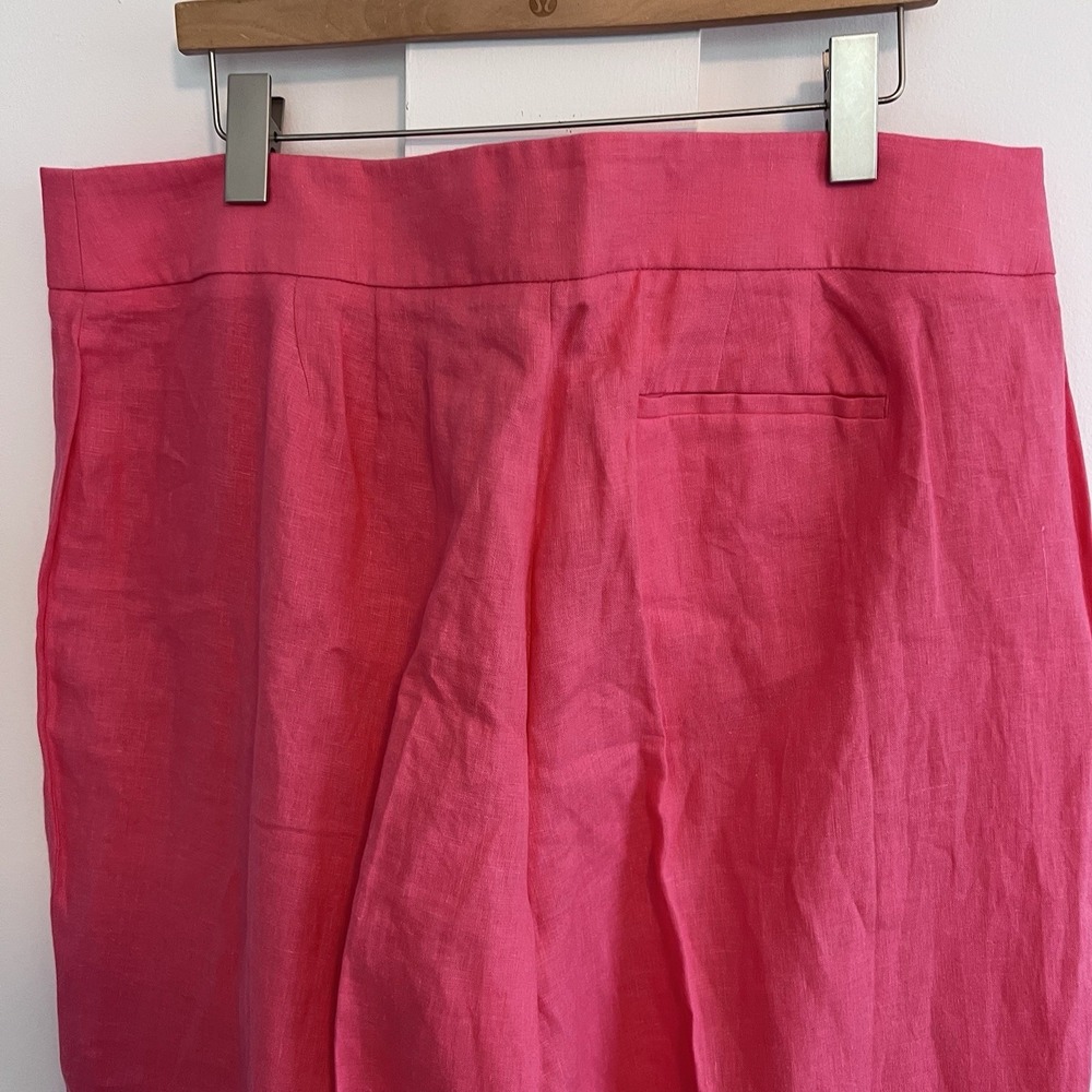 Talbots Pants Womens Size 16W Pink Coral Wide Leg 100% Linen Plus - Picture 6 of 12